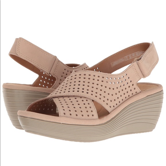 Clarks Shoes - Clarks Reedly Variel Wedge Sandal, Size 9W